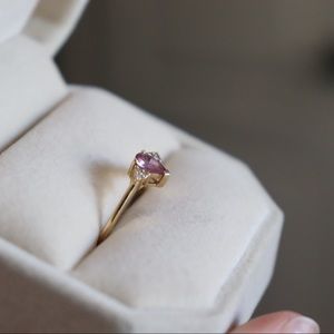 Pink sapphire diamond gold ring!